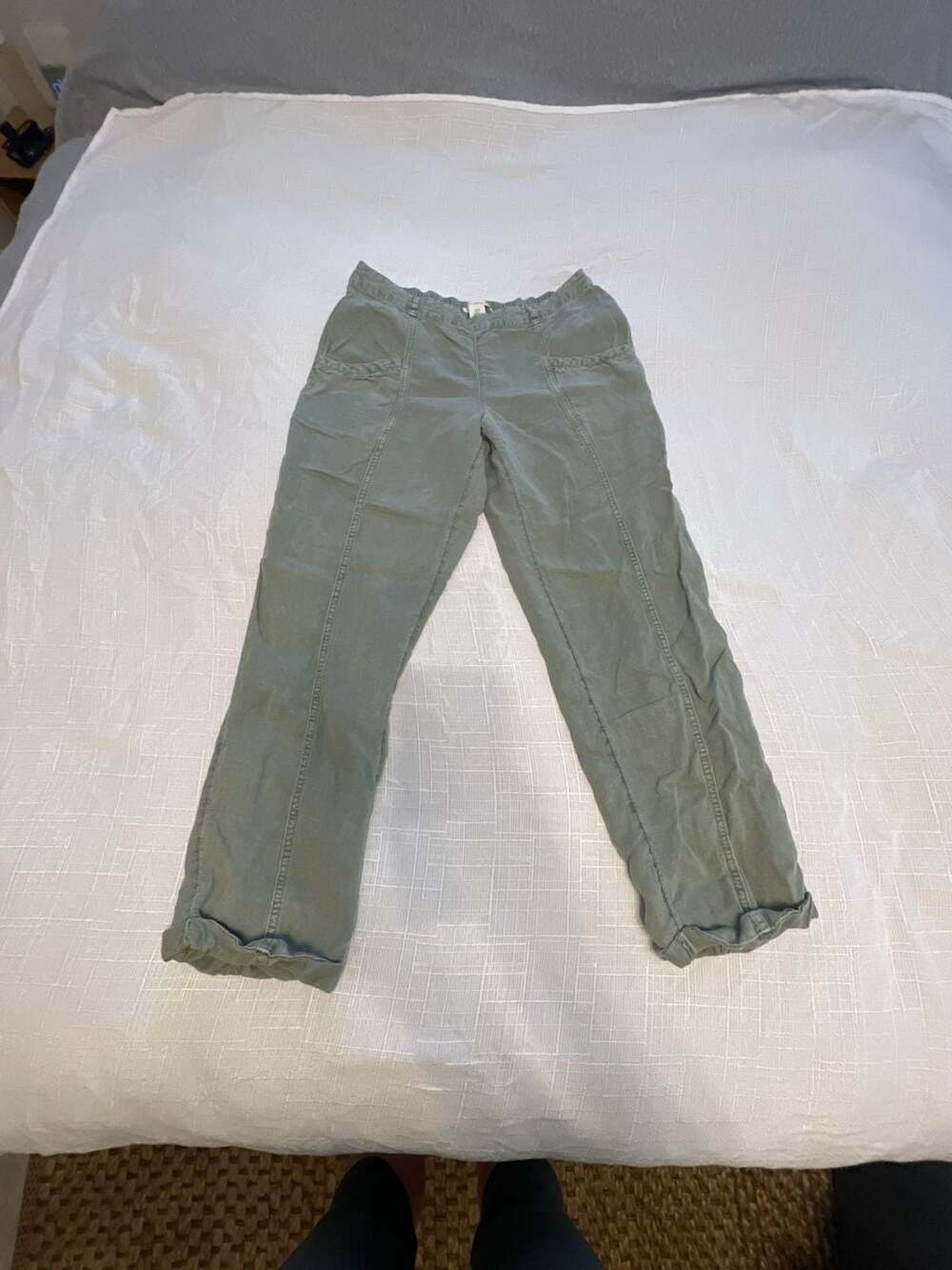 Splendid C&C California Utility Pants Size M Green Linen Lyocell Casual